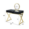 ACME Coleen Black & Gold Vanity Desk with Mirror & Jewelry Tray Model AC00669