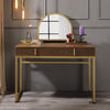 ACME Coleen Walnut & Gold Vanity Desk with Mirror & Jewelry Tray Model AC00670