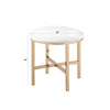 ACME Midriaks Synthetic Leather White & Gold Mirror & Stool Model AC00723