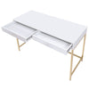 ACME Ottey White High Gloss & Gold Writing Desk(Same AC00899) Model 92540