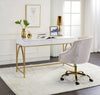 ACME Lightmane White High Gloss & Gold Vanity Desk(Same 92660) Model AC00900