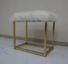 ACME Adao Faux Fur Mirror Black & Brass Vanity Mirror & Stool Model AC00931