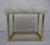 ACME Adao Faux Fur Mirror Black & Brass Vanity Mirror & Stool Model AC00931