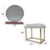ACME Adao Faux Fur Mirror Pink & Gold Vanity Mirror & Stool Model AC00934