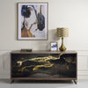 ACME Payo Black Marble Paint Oak & Champagne Console Cabinet Model AC02342