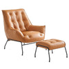 ACME Zusa Sandstone Top Grain Leather Accent Chair & Ottoman Model AC02379