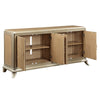 ACME Dodie Oak Sunburst Pattern & Taupe Champagne Console Cabinet Model AC02504
