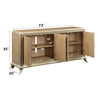 ACME Dodie Oak Sunburst Pattern & Taupe Champagne Console Cabinet Model AC02504