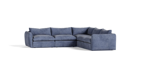 Divani Casa Kinsey Modern Blue Fabric Modular Sectional Sofa 5 Piece Sectional Model VGKK-KF.8035-MOD-NAVY-5-Piece Sectional