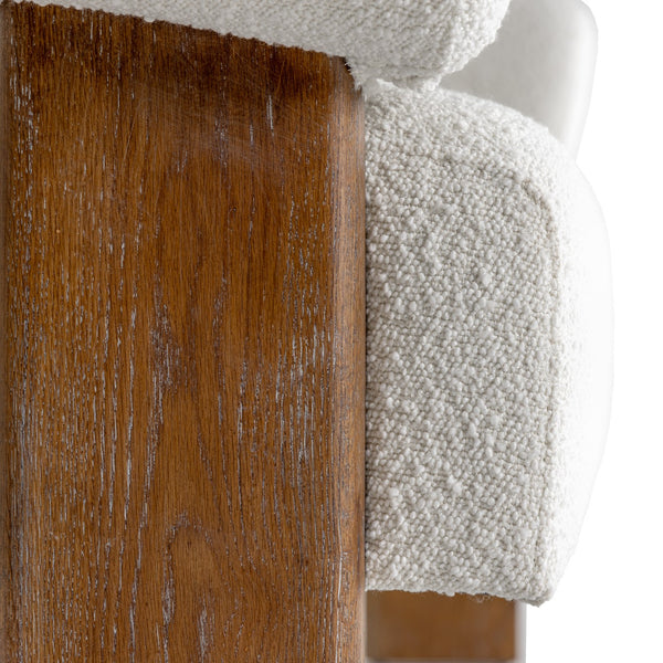 Aledo Modern Off-White Fabric + Oak Loveseat