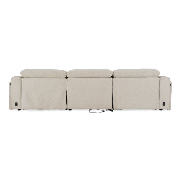Ambler Modern Off-White Fabric Sofa w/ 2 Power Recliners