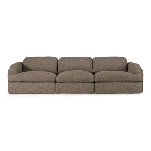 Ambler Modern Brown Fabric Sofa w/ 2 Power Recliners