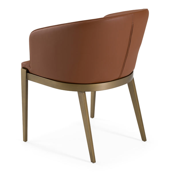 Aragon Modern Brown Vegan Leather + Brass Dining Chair