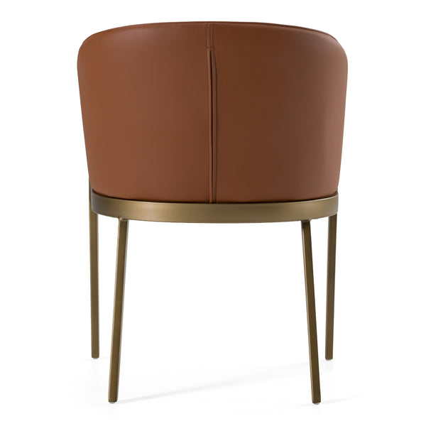 Aragon Modern Brown Vegan Leather + Brass Dining Chair