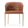 Modrest Aragon Modern Brown Vegan Leather & Brass Dining Chair Model VGGA-6206CH-1-BRN