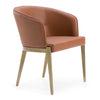 Modrest Aragon Modern Brown Vegan Leather & Brass Dining Chair Model VGGA-6206CH-1-BRN