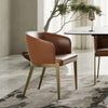 Aragon Modern Brown Vegan Leather + Brass Dining Chair