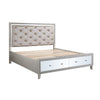 ACME Sliverfluff Synthetic Leather & Champagne California King Bed with Storage & LED Model BD00240CK