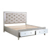 ACME Sliverfluff Synthetic Leather & Champagne Eastern King Bed with Storage & LED Model BD00241EK