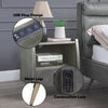 ACME Doris Gray Top Grain Leather & Aluminum Nightstand with USB Port & Electric Lock Model BD00440