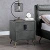 ACME Doris Gray Top Grain Leather Nightstand with USB Port & Electric Lock Model BD00556