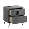 ACME Doris Gray Top Grain Leather Nightstand with USB Port & Electric Lock Model BD00556