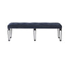 ACME Varian II Mirrored Dark Navy Velvet & Black & Silver Bench Model BD00589