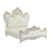 ACME Adara Pearl White Synthetic Leather & Antique White Eastern King Bed Model BD01248EK