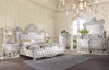 ACME Adara Pearl White Synthetic Leather & Antique White Eastern King Bed Model BD01248EK