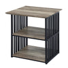 ACME Zudora Antique Oak & Black Nightstand Model BD01749