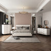ACME Carena Light Gray Fabric White & Walnut Queen Bed Model BD02027Q