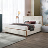 ACME Kaleea Beige Chenille & Walnut Eastern King Bed Model BD02467EK