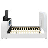 ACME Shelyn White Teddy Sherpa & Chrome EK Bed with LED TV Cabinet Fireplace & Bluetooth Model BD04751EK