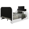 ACME Shelyn White Teddy Sherpa & Chrome EK Bed with LED TV Cabinet Fireplace & Bluetooth Model BD04751EK