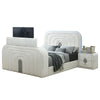 ACME Shelyn White Teddy Sherpa & Chrome EK Bed with LED TV Cabinet Fireplace & Bluetooth Model BD04751EK