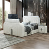 ACME Shelyn White Teddy Sherpa & Chrome EK Bed with LED TV Cabinet Fireplace & Bluetooth Model BD04751EK