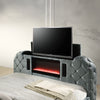 ACME Kana Gray Upholstery Velvet Eastern King Bed with LED Fireplace & TV Stand Model BD05071EK