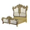 ACME Desiderius Beige Fabric Antique Gold & Hand Paint Brown Eastern King Bed Model BD20001EK