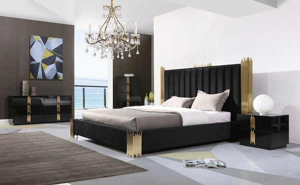 Modrest Token Modern Black & Gold Bed Model VGVCBD815-BED