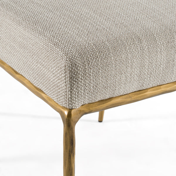 Beasley Modern Off-White Linen + Brass Dining Chair