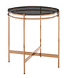 Modrest Bradford Modern Smoked Glass & Rosegold Small End Table Model VGEWCT1011-1AA-ET