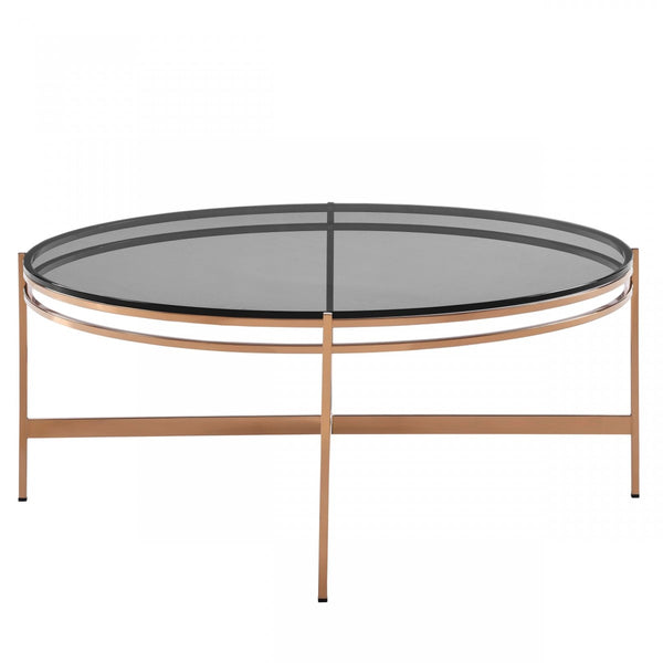 Modrest Bradford Modern Smoked Glass & Rosegold Coffee Table Model VGEWCT1011-3AA-CT