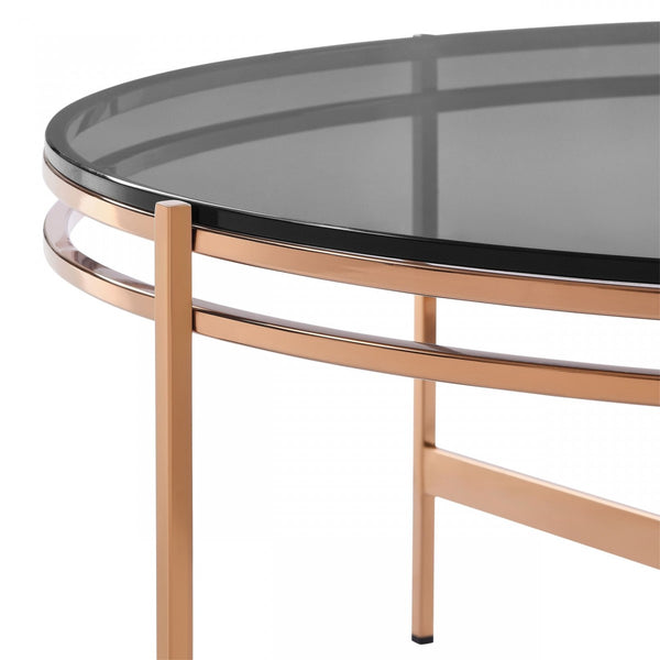 Modrest Bradford Modern Smoked Glass & Rosegold Coffee Table Model VGEWCT1011-3AA-CT