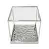 Modrest Braxton Contemporary Clear Wave Glass End Table Model VGGMET-1676-ET