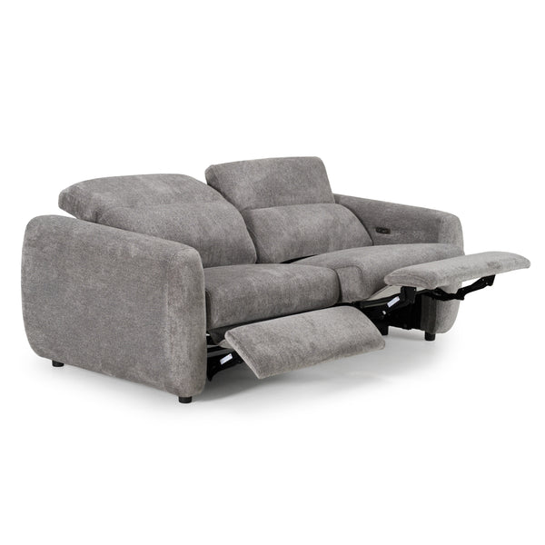 Brevig Modern Grey Fabric Sofa w/ 2 Recliners