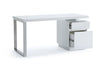 Modrest Carson Modern White & Stainless Steel Office Desk Model VGVCBT-002-WHT