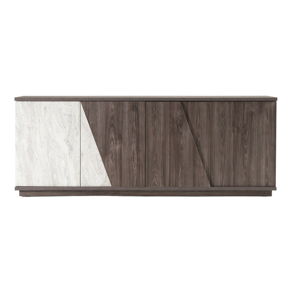 Cairo Modern Grey Elm and White/Grey Marble Pattern Buffet