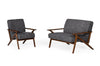Modrest Candea Mid Century Walnut And Grey Accent Chair Model VGMAMI-997-CHR
