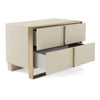 Nova Domus Cartier Modern Beige Shagreen And Brushed Brass Nightstand Model VGVC-J-A002-N