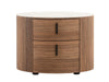 Modrest Chelton Contemporary White Ceramic & Walnut Oval Nightstand Model VGHB351U3-WAL-NS